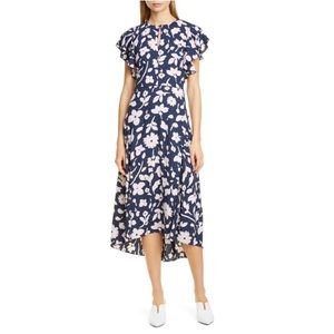 Kate Spade splash floral keyhole flutter-sleeve midi dress